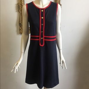 Tory Burch navy/red wool blend sleeveless dress
